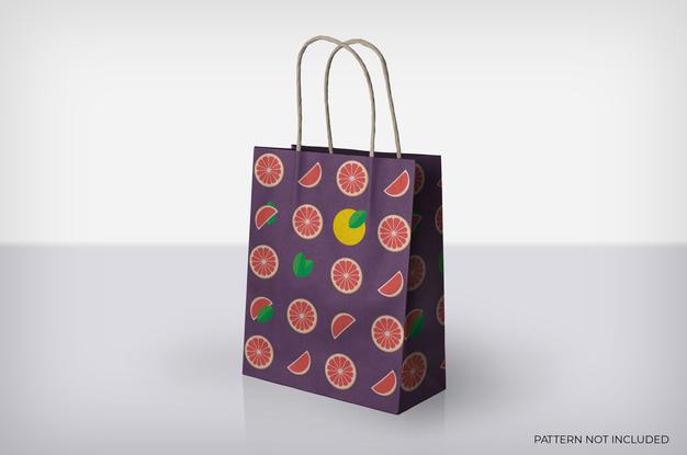 Free Paper Bag With Stripes Mockup Psd