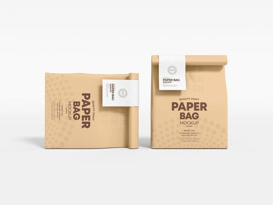 Free Paper Coffee Bag With Tag Packaging Mockup Psd