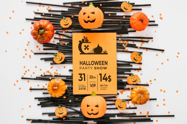 Free Paper Cover Mockup With Halloween Concept Psd