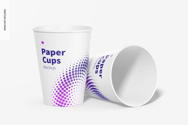 Free Paper Cups Mockup, Dropped Psd