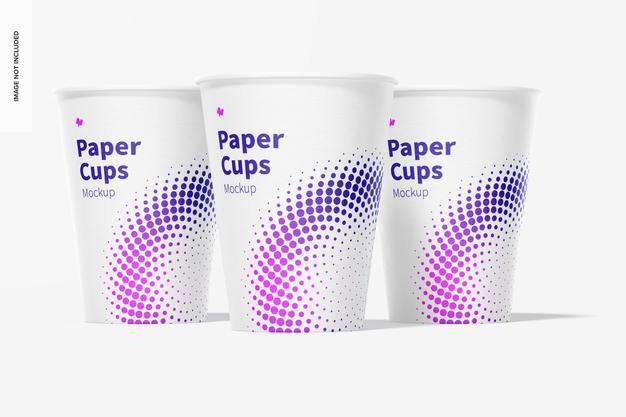 Free Paper Cups Mockup, Front View Psd