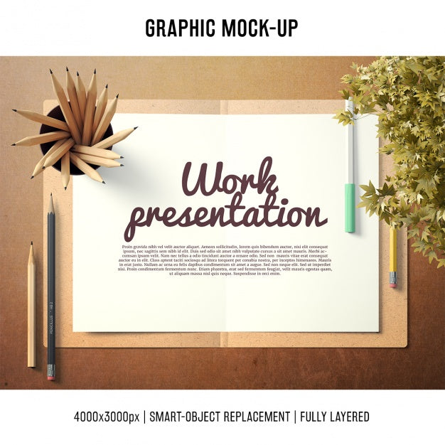 Free Paper In A Desk Mock Up Template Psd