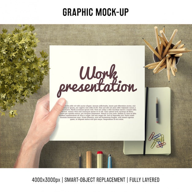 Free Paper In A Desk Mock Up Template Psd