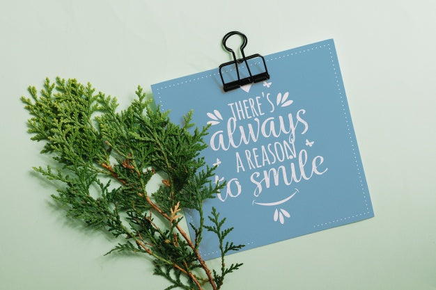 Free Paper Mockup With Clip And Leaves For Quote Psd