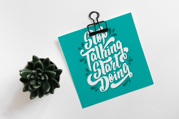 Free Paper Mockup With Clip And Leaves For Quote Psd