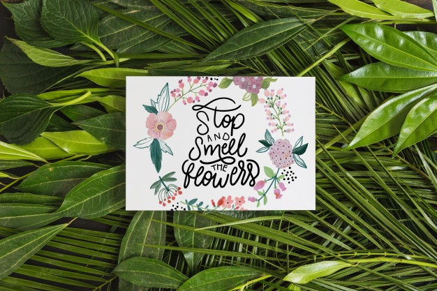 Free Paper Mockup Within Tropical Leaves Psd