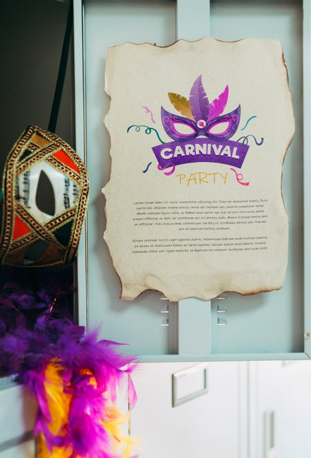 Free Paper Page Mockup With Carnival Concept Psd