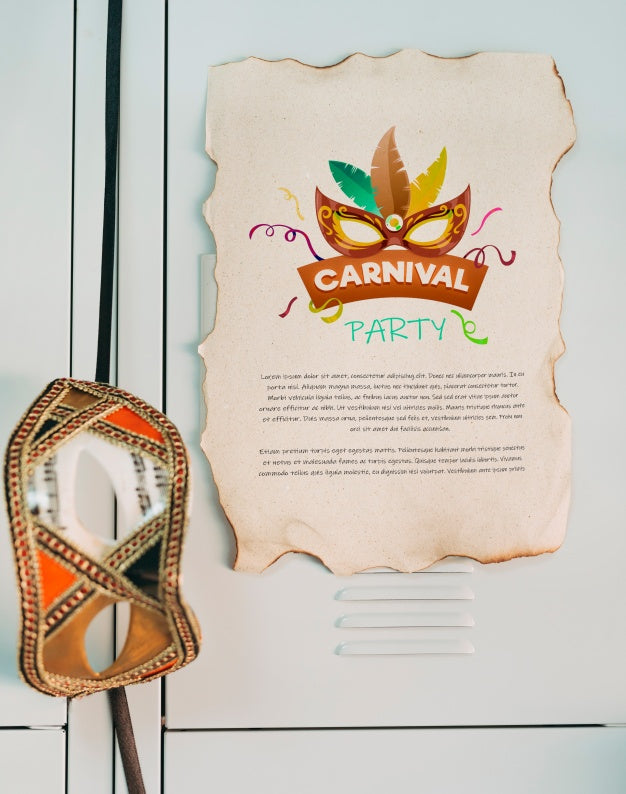 Free Paper Page Mockup With Carnival Concept Psd