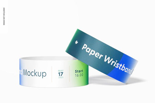 Free Paper Wristbands Mockup, Front View Psd