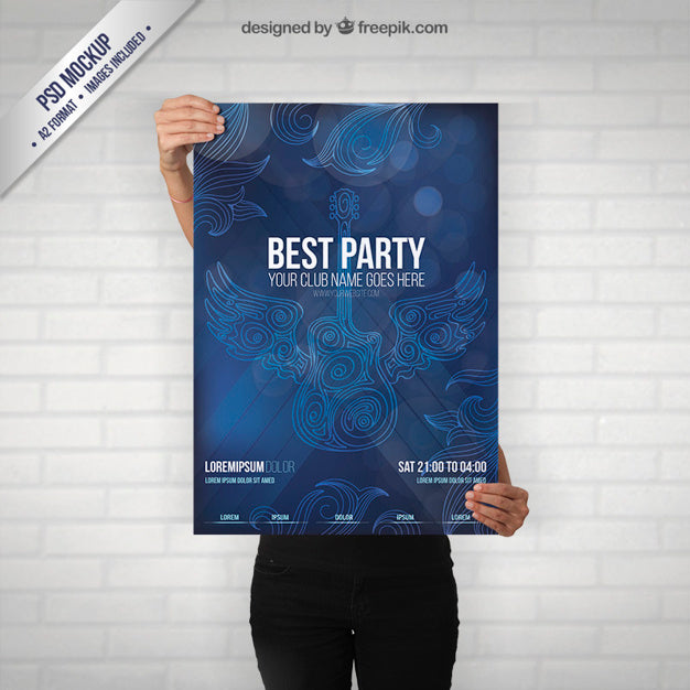 Free PSD Party Poster Held by Woman