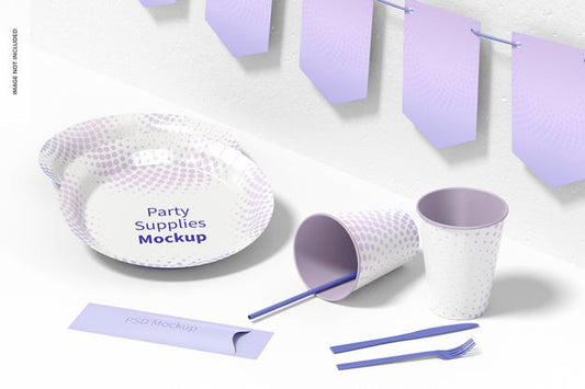 Free Party Supplies Mockup, Right View Psd
