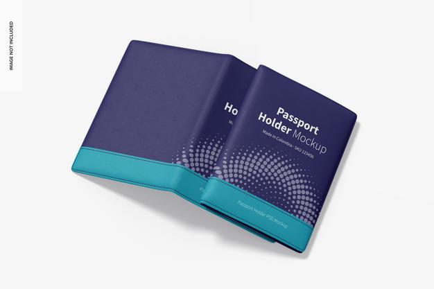 Free Passport Holders Mockup, Opened Psd