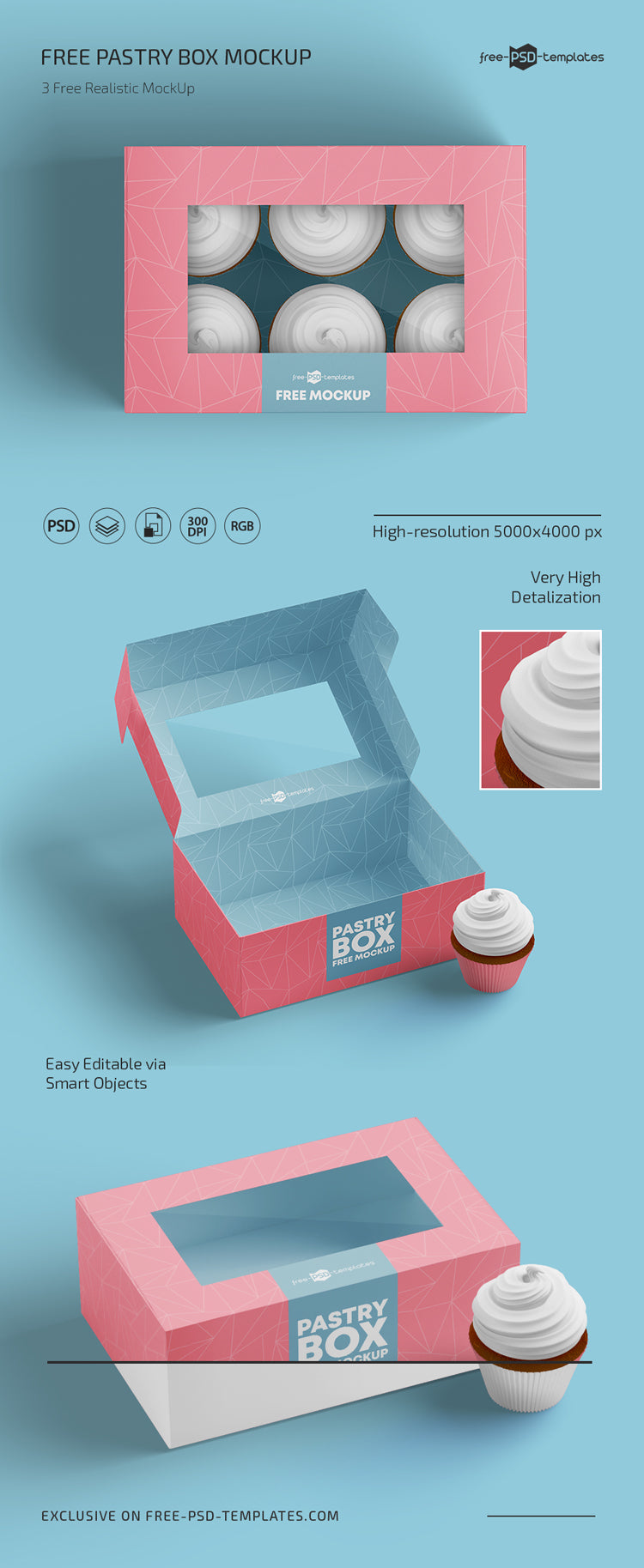 Free Pastry Box Mockup