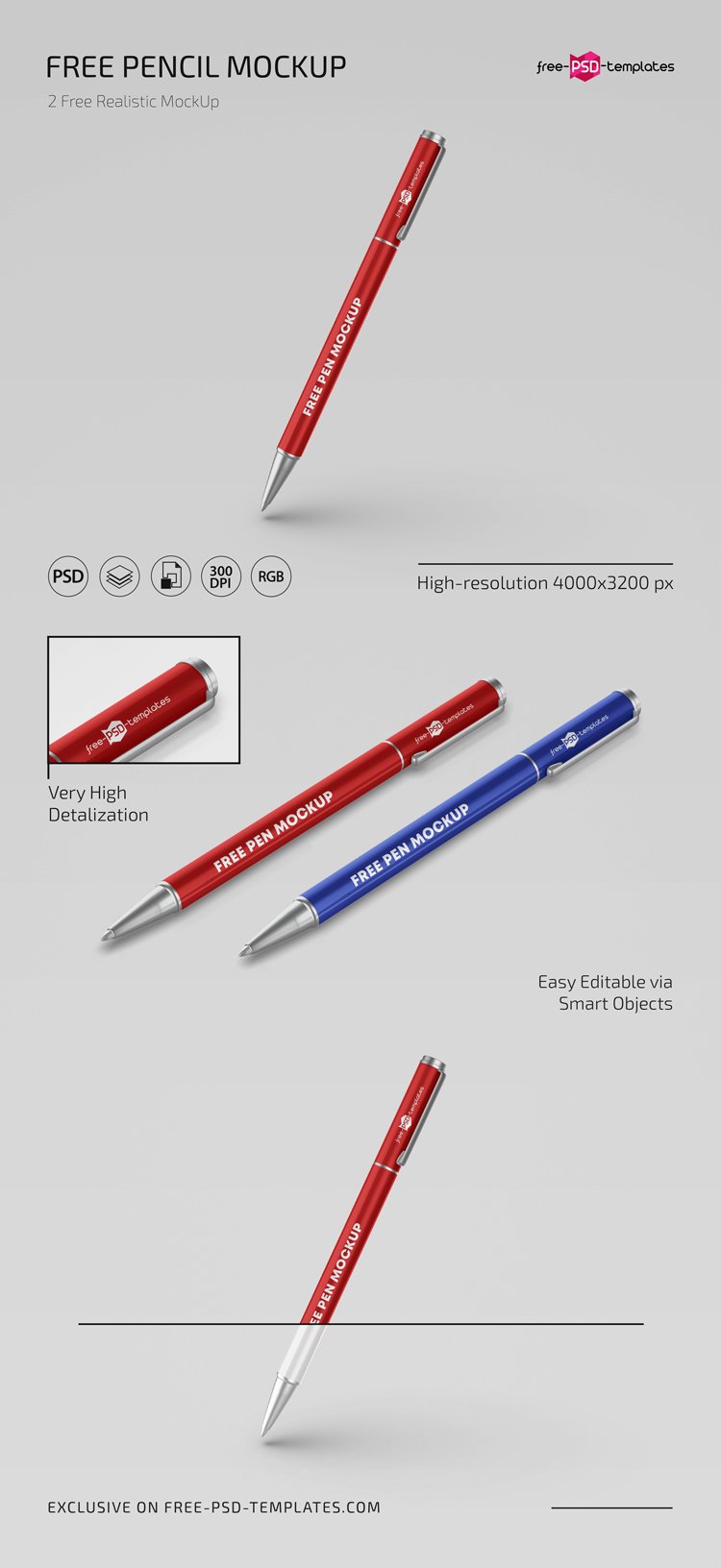 Free Pencil Mockup Template In Psd