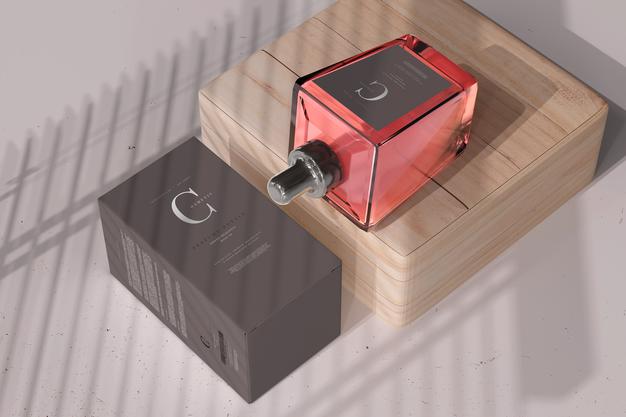 Free Perfume Bottle With Box Mockup Psd