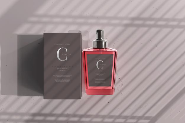 Free Perfume Bottle With Box Mockup Psd