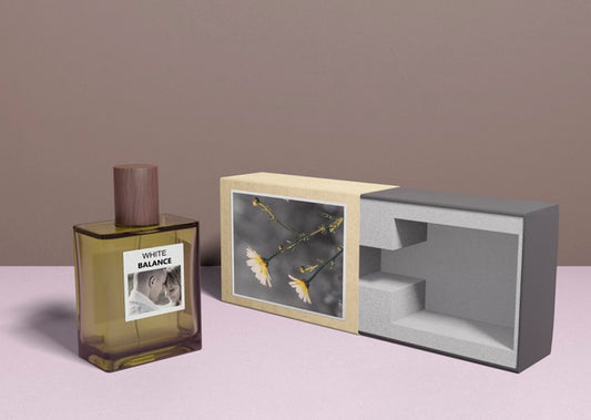 Free Perfume Box Beside Perfume Bottle Psd