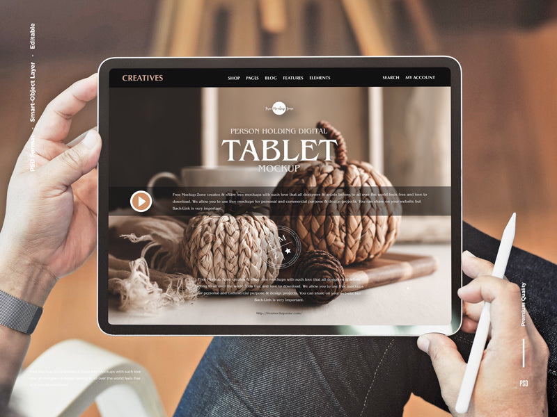 Free Person Holding Digital Tablet Mockup