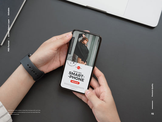 Free Person Using Smartphone Mockup