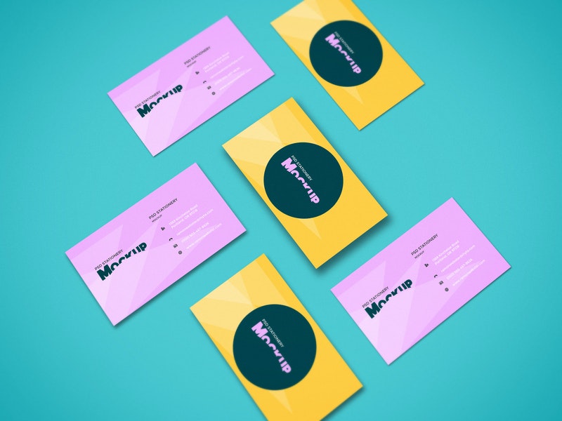 Free Perspective Business Cards Mockup