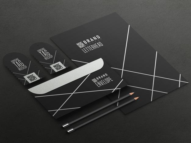 Free Perspective Stationery Set Mockup Psd