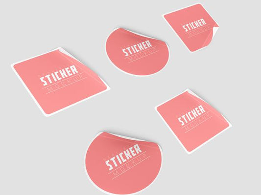 Free Perspective Sticker Set Mockup Psd