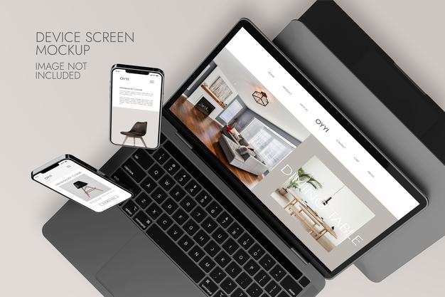 Free Phone And Notebook Screen - Device Mockup Psd