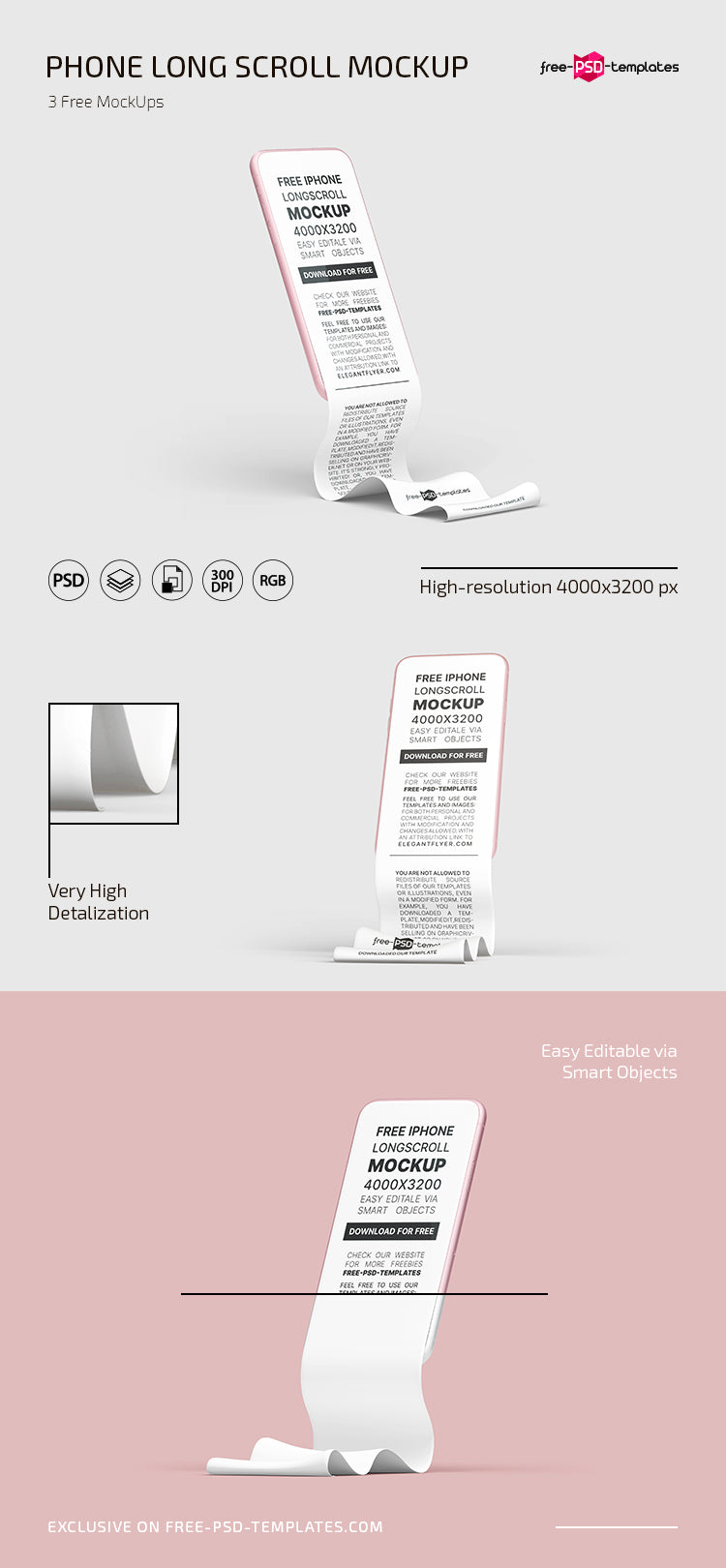 Free Phone Long Scroll Mockup