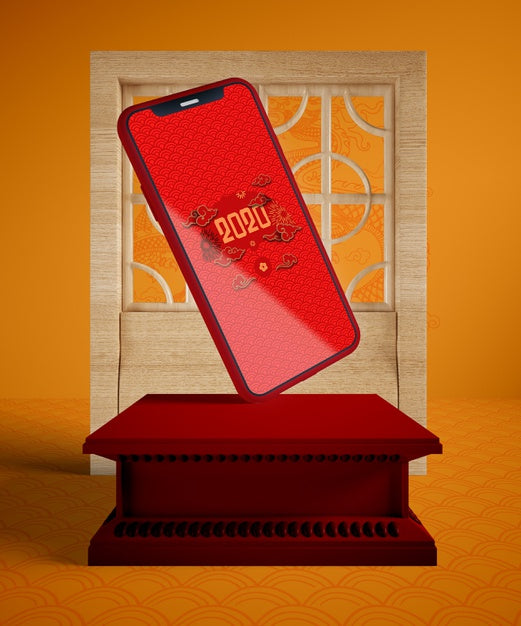 Free Phone Mock-Up For Chinese New Year Psd