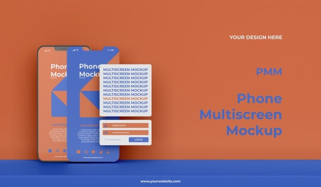 Free Phone Mockup Design Of Multiscreen Gravity Psd