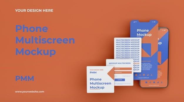 Free Phone Mockup Design Of Multiscreen Gravity Psd