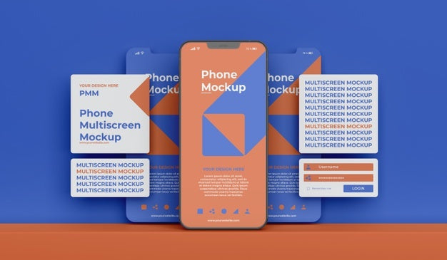 Free Phone Mockup Design Of Multiscreen Gravity Psd