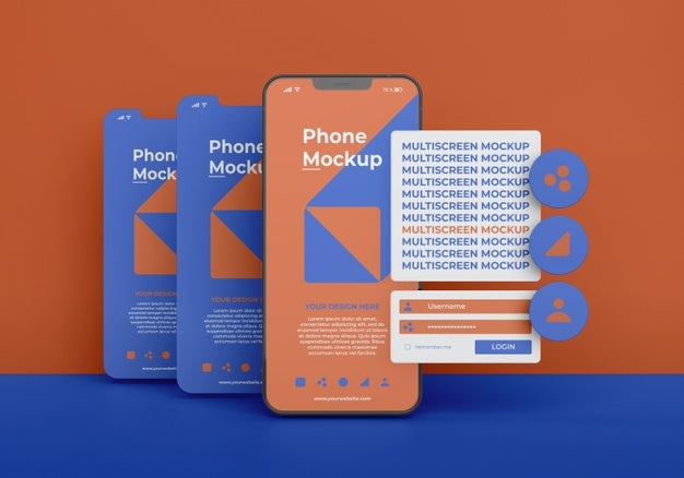 Free Phone Mockup Design Of Multiscreen Gravity Psd