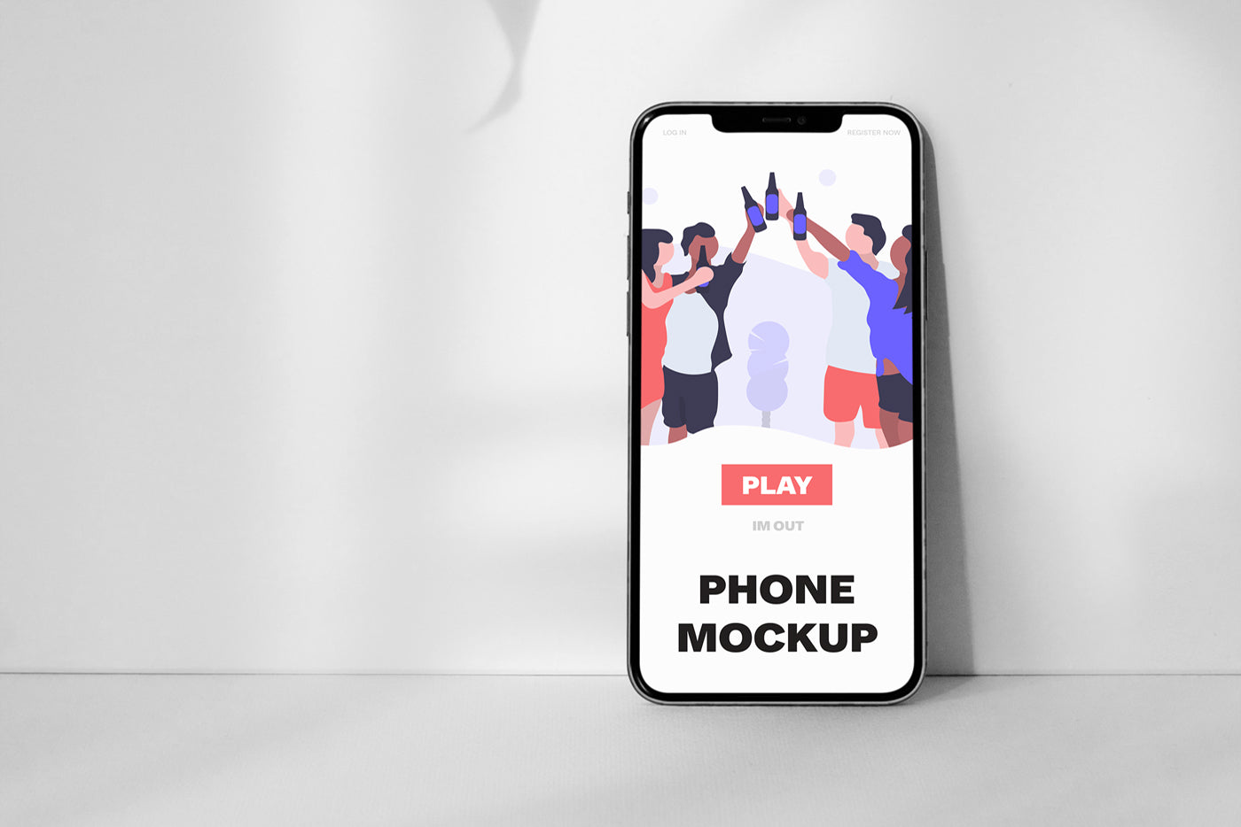 Free Phone On Box Psd Mockup