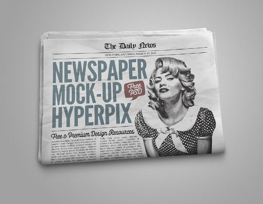 Free Photorealistic Newspaper Mockup