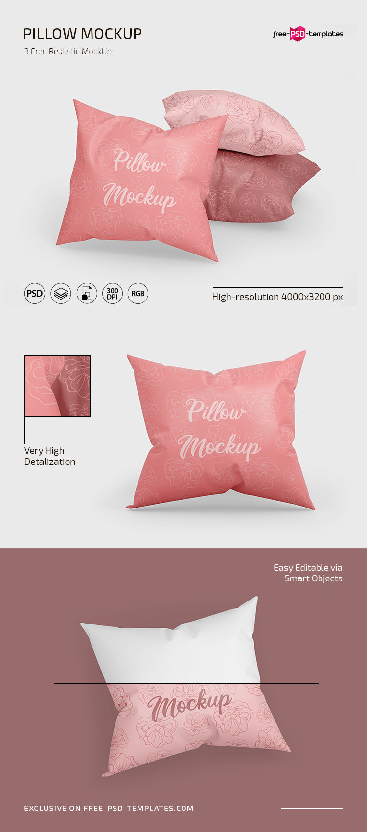 Free Pillow Mockup In Psd