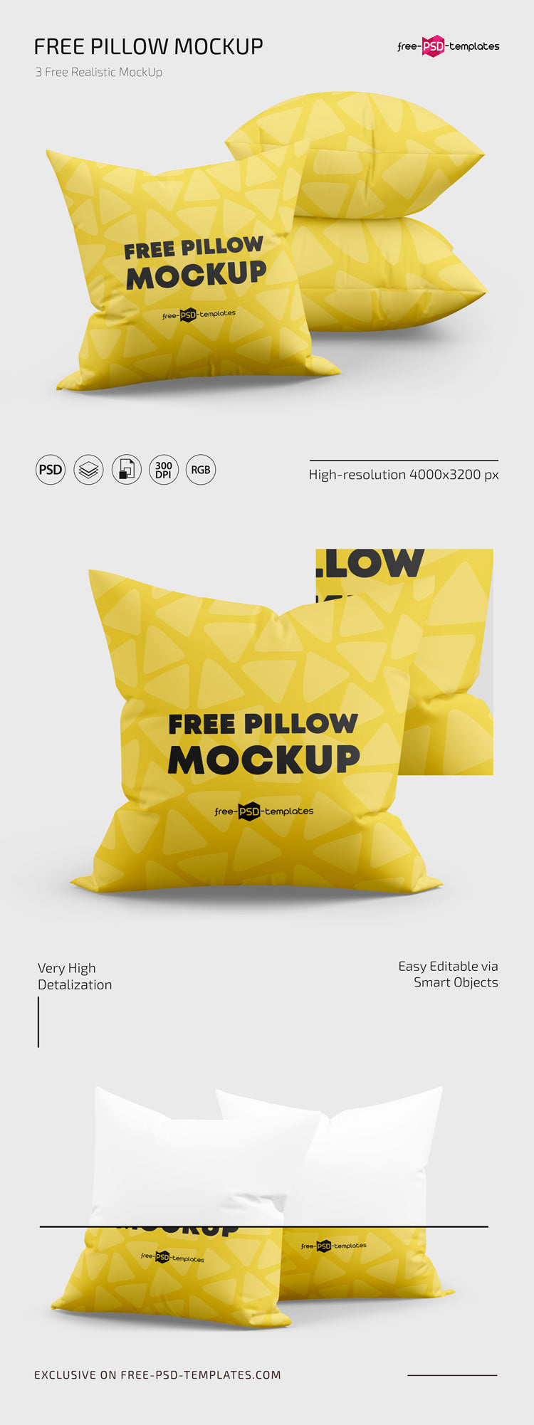 Free Pillow Mockups In Psd