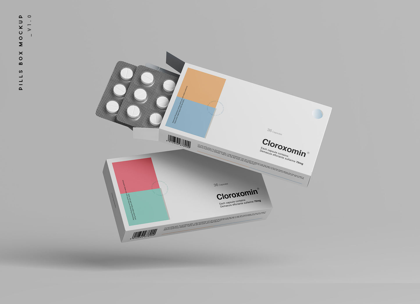 Free Pills Box Mockup