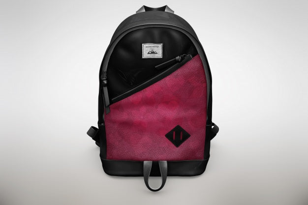 Free Pink And Black Bagpack Mock Up Psd