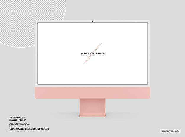 Free Pink Desktop Computer Mockup Psd