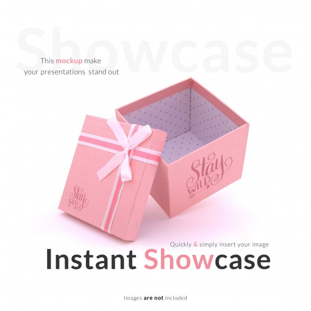 Free Pink Gift Box Mock Up Psd