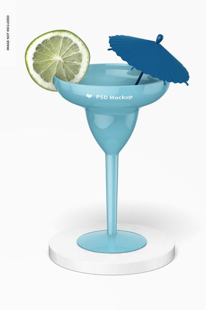 Free Plastic Margarita Glass Mockup, On Surface Psd