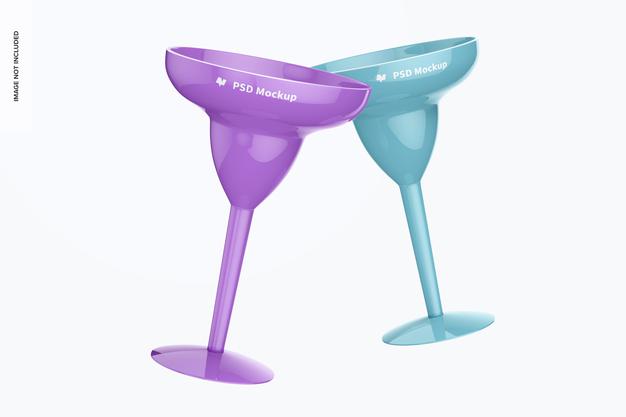 Free Plastic Margarita Glasses Mockup Psd