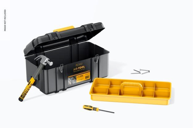 Free Plastic Tool Box Mockup, Left View Psd