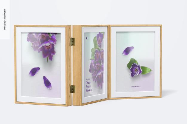 Free Plegable Photo Frame Mockup, Left View Psd