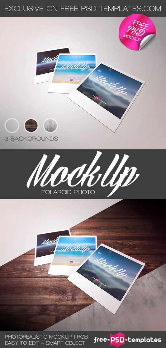 Free Polaroid Photo Mock-Up In Psd