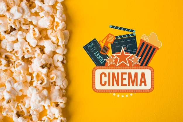 Free Popcorn And Cinema Mock-Up Top View Psd