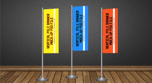 Free Pos Vertical Flag / Pole Banner Mock-Up Psd File