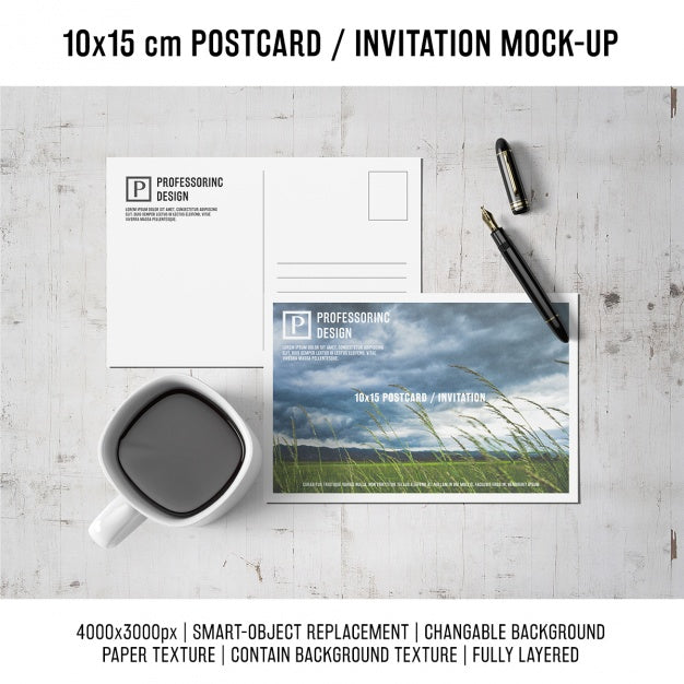 Free Postcard Mock Up Design Psd