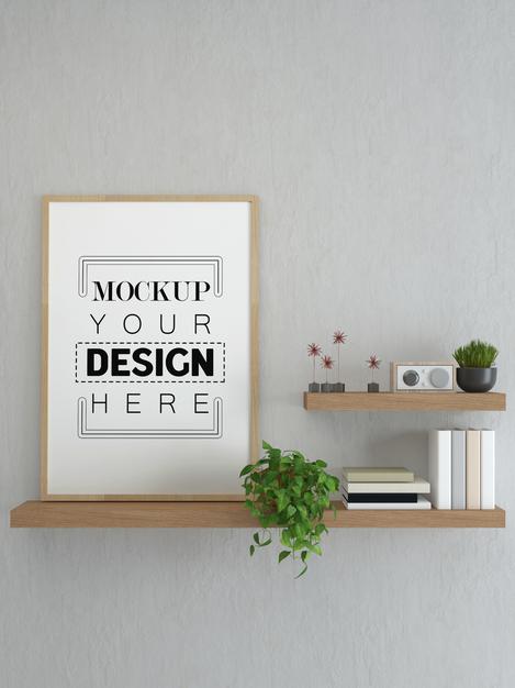 Free Poster Frame In Living Room Mock Up Psd